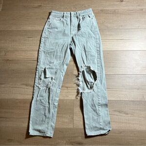 American Eagle Stretch Mom Straight Light Green  Jean - Size 2